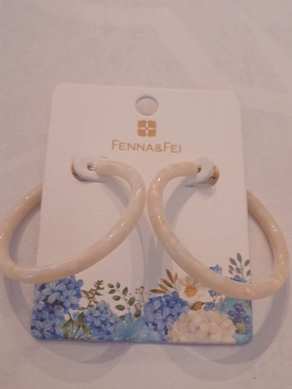 Fenna & Fei cream acrylic hoop earrings